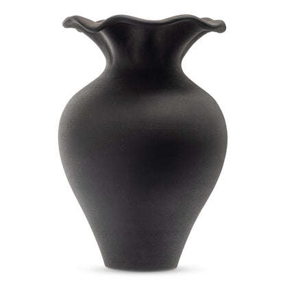 Ruffle 12 Inch Decorative Vessel Black