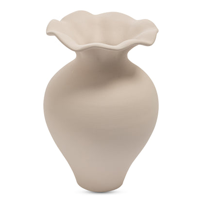 Ruffle 12In Descorative Vessel | Beige