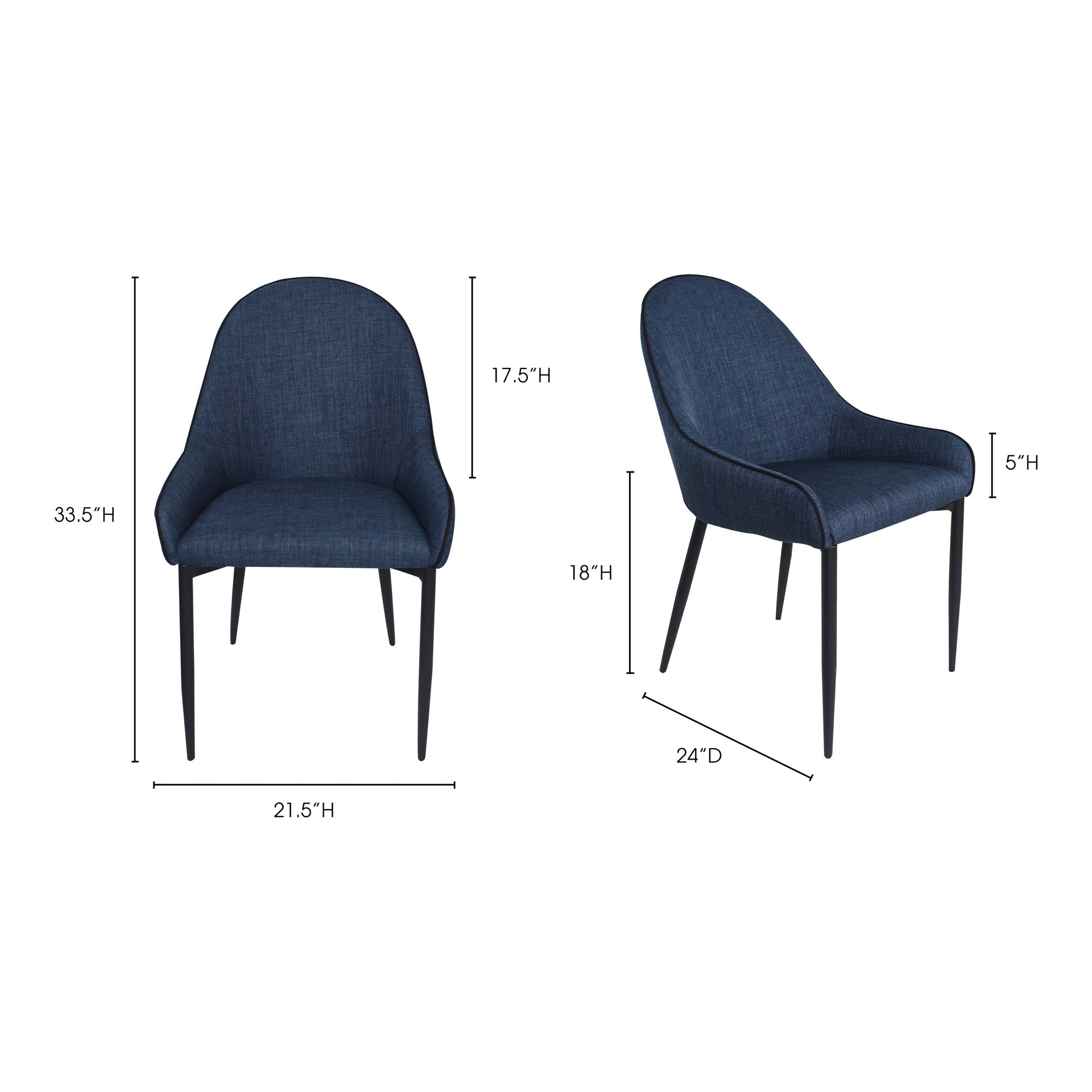 Lapis Dining Chair Dark Blue - Set Of Two