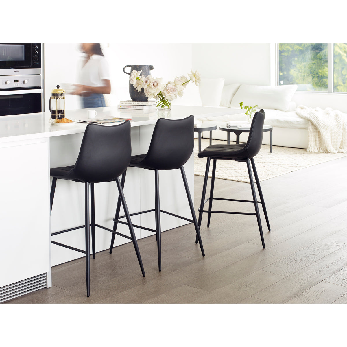 Alibi Counter Stool Matte Black - Set Of Two by Moe's Home