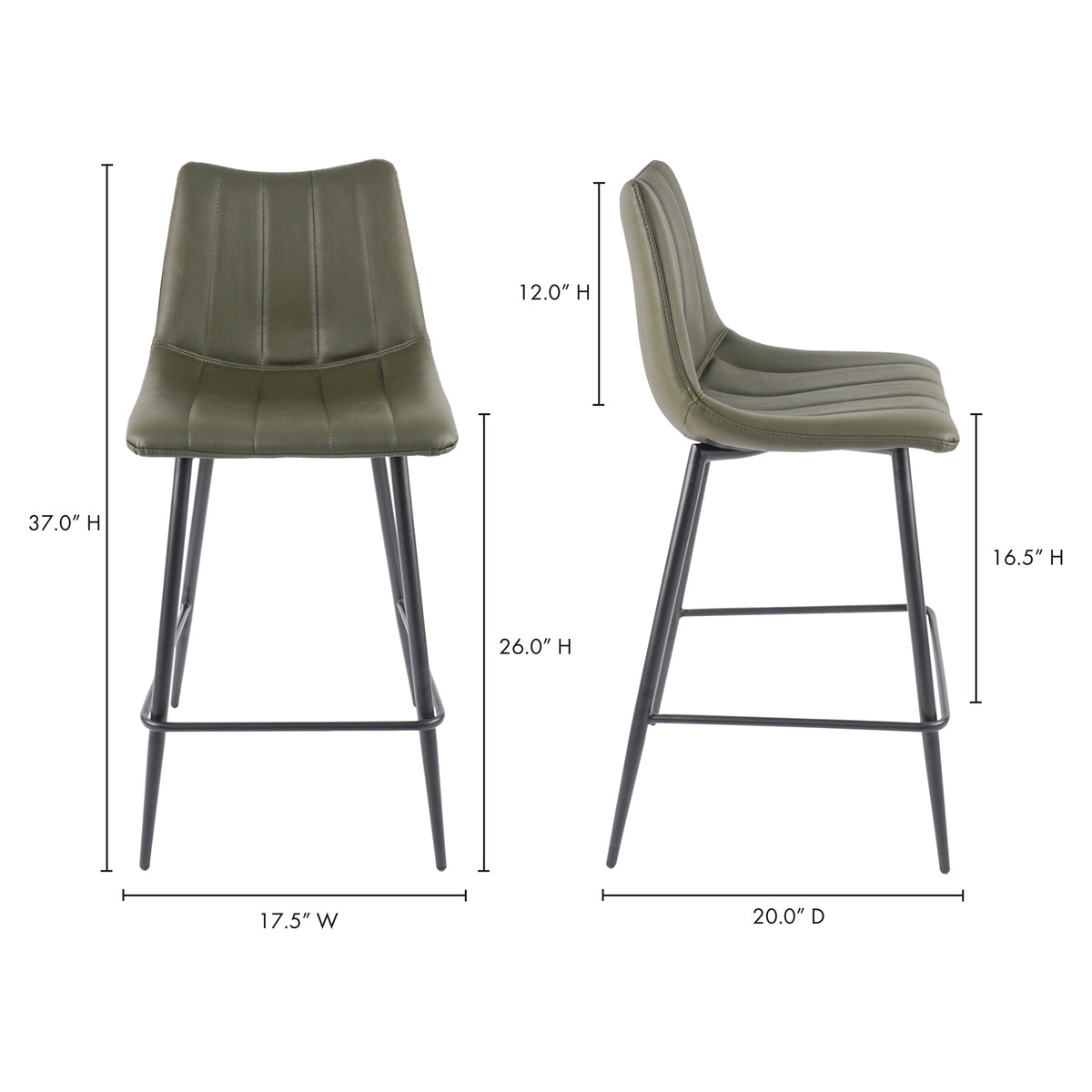 Alibi Counter Stool Dark Green - Set Of Two by Moe's Home