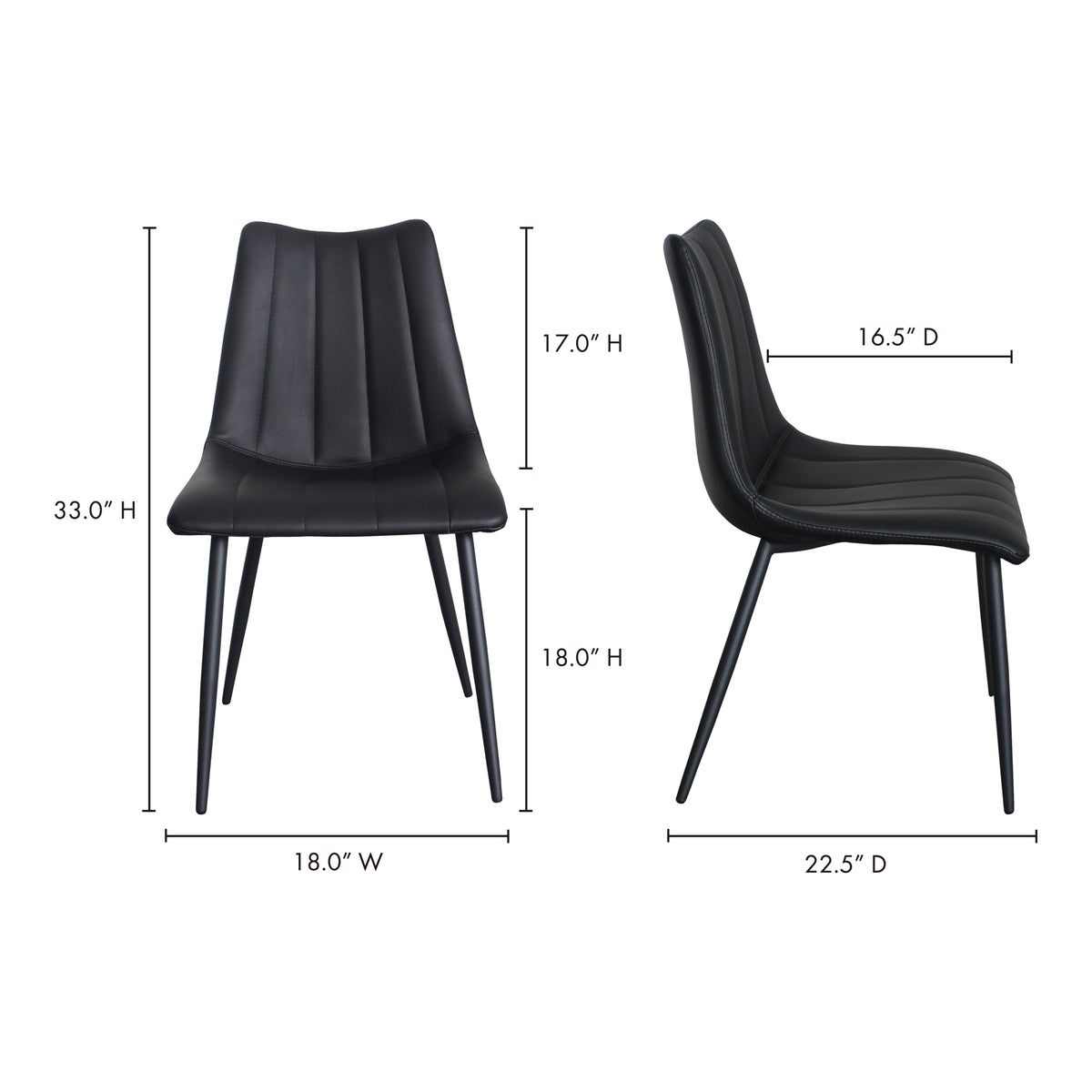 Alibi Dining Chair Matte Black - Set Of Two by Moe's Home