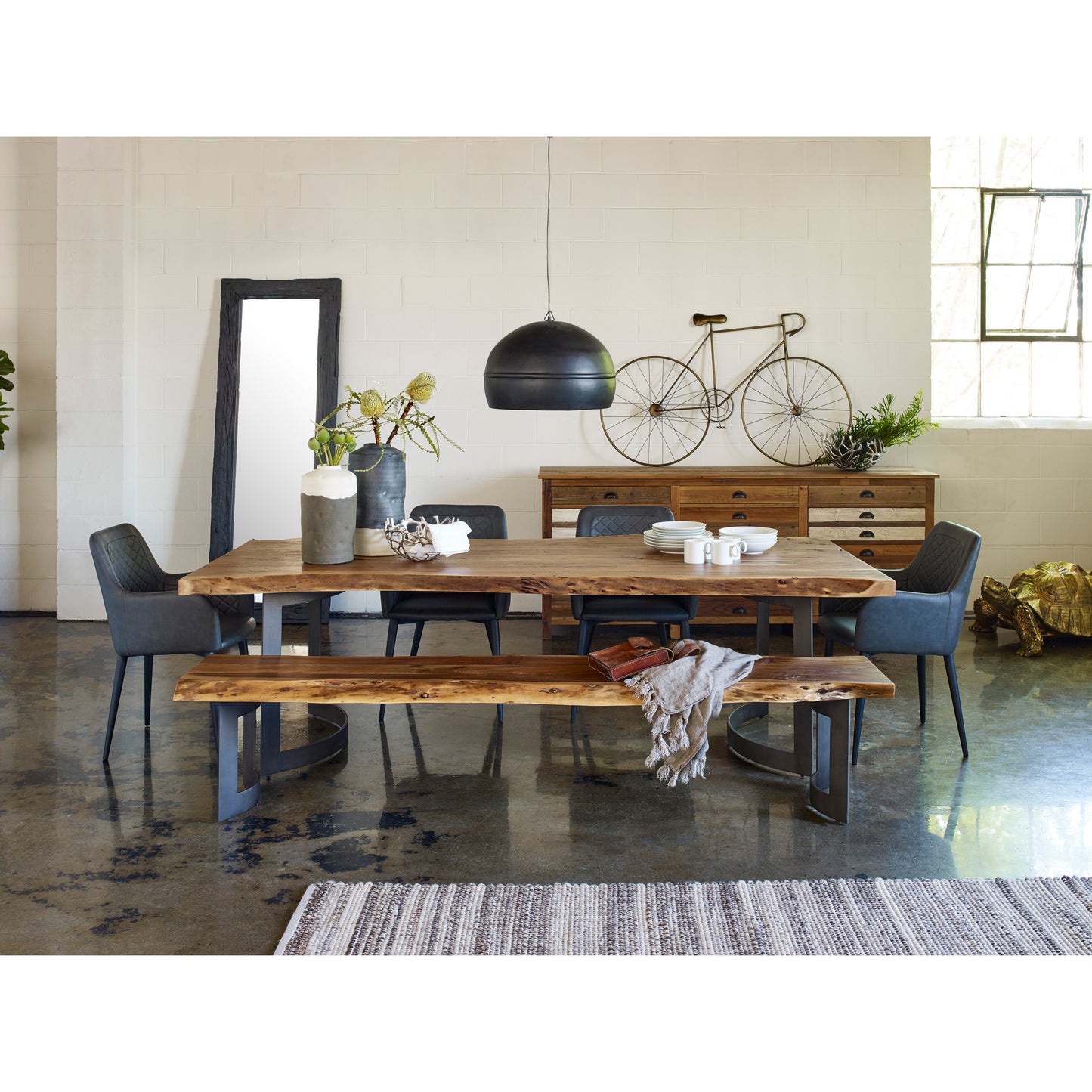 Solid Acacia Dining Table Large Brown by Moe's Home