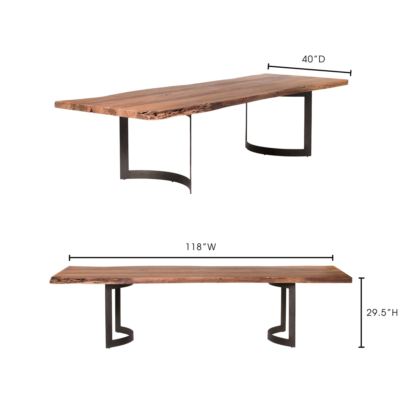 Solid Acacia Dining Table Large Brown by Moe's Home