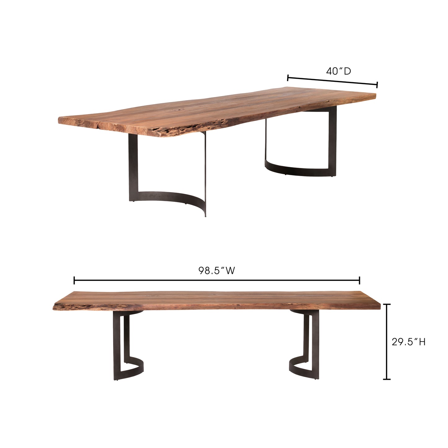 Solid Acacia Small Dining Table Brown by Moe's Home