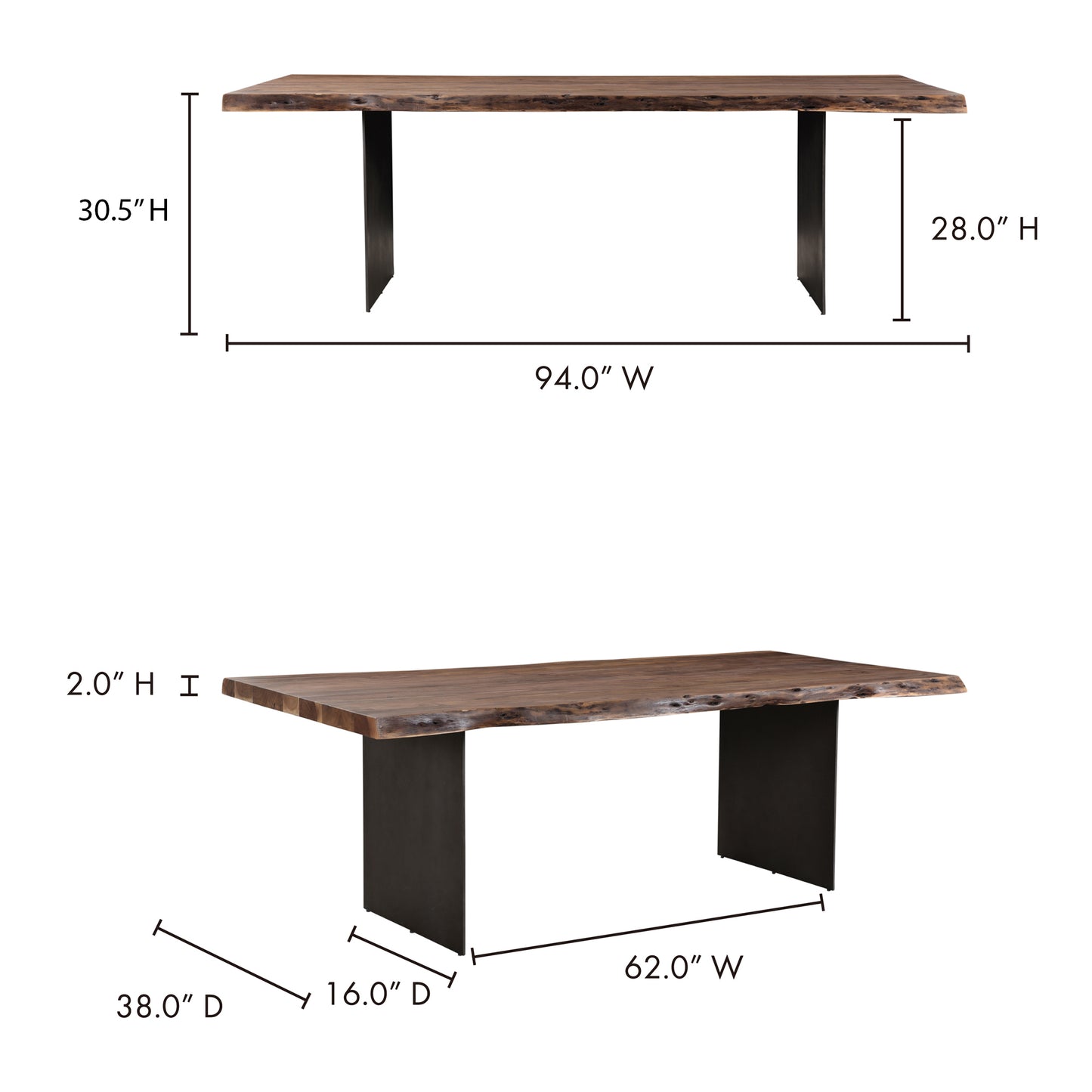 Solid Acacia Dining Table by Moe's Home