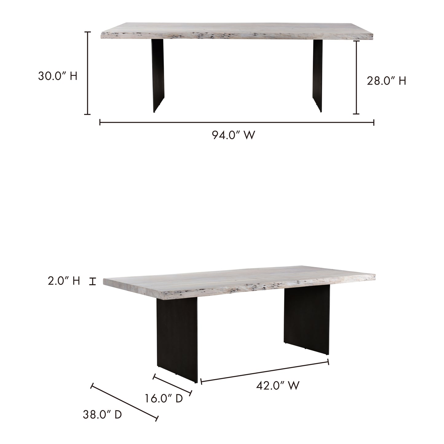 Solid Acacia Wood Dining Table by Moe's Home