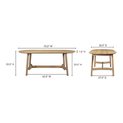 Trie Small Dining Table Natural by Moe's Home