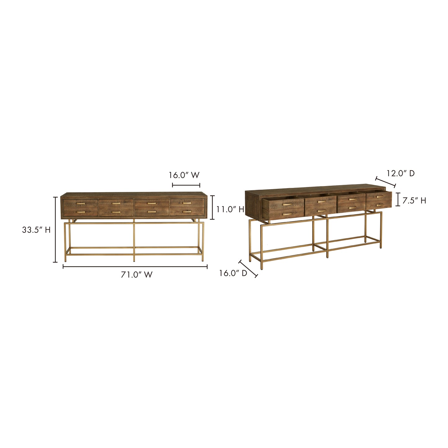 Annecy Console Table Natural by Moe's Home