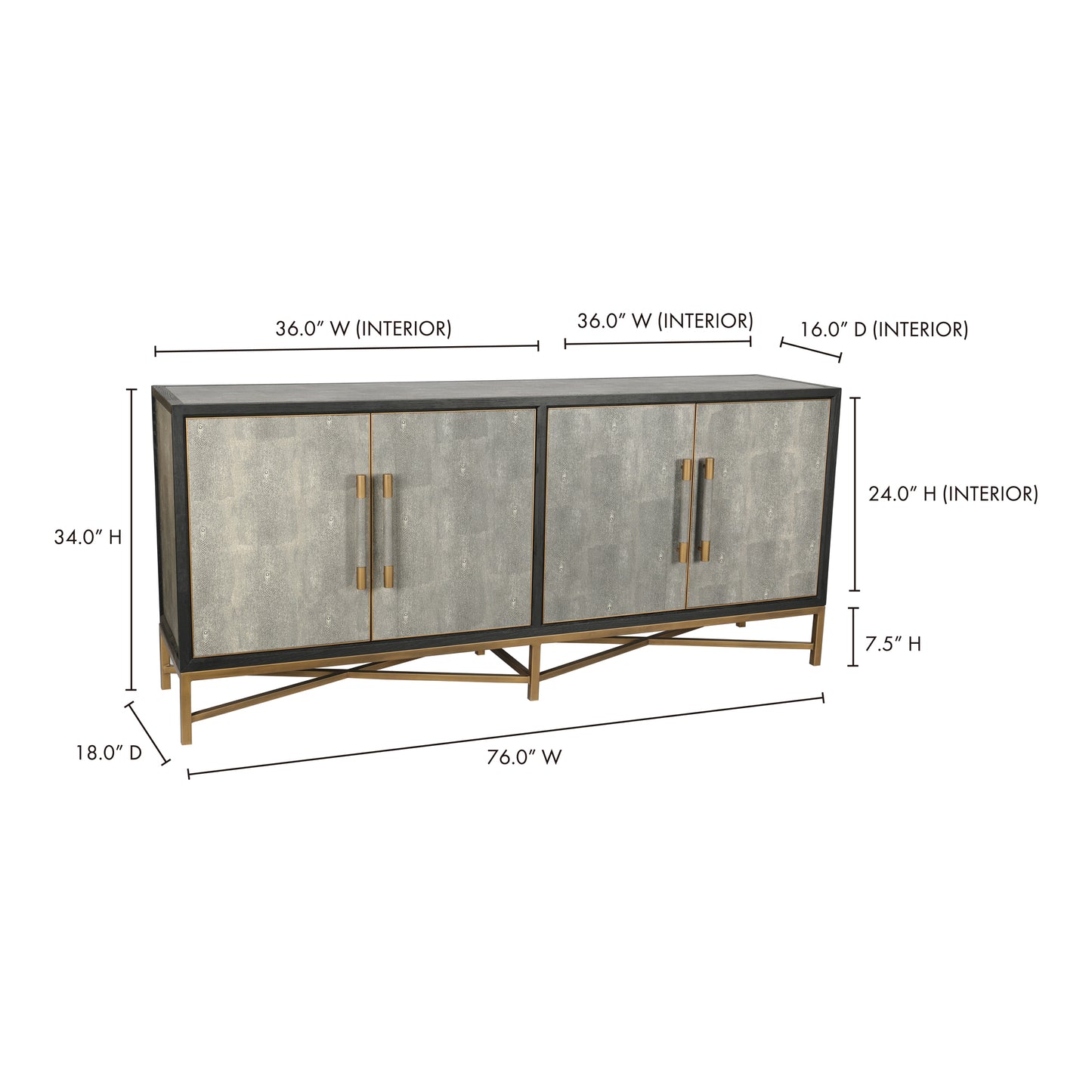Mako Small Sideboard Grey by Moe's Home