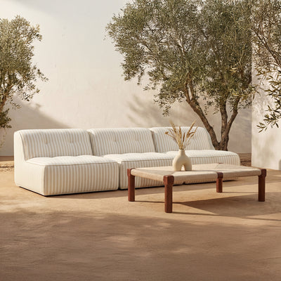 Sunseeker 3 Piece Outdoor Sofa Brown Stripe by Moe's Home