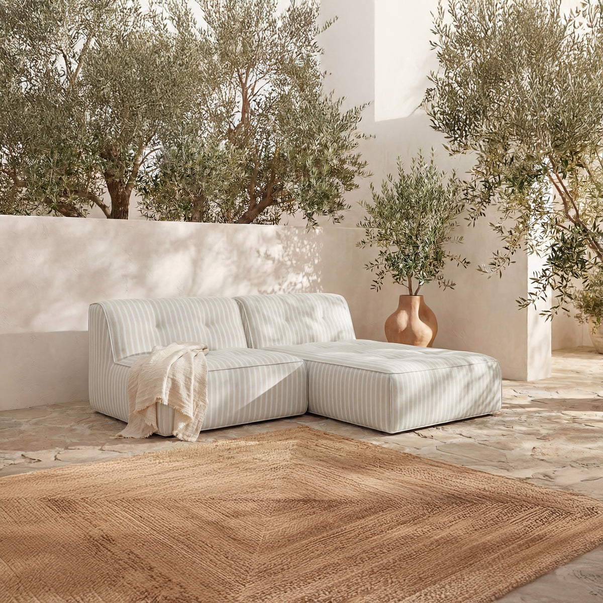 Sunseeker 2 Piece Outdoor Nook Brown Stripe by Moe's Home