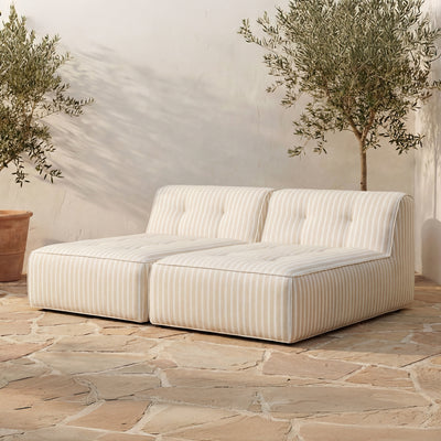 Sunseeker 2 Piece Outdoor Sun Lounger Brown Stripe by Moe's Home