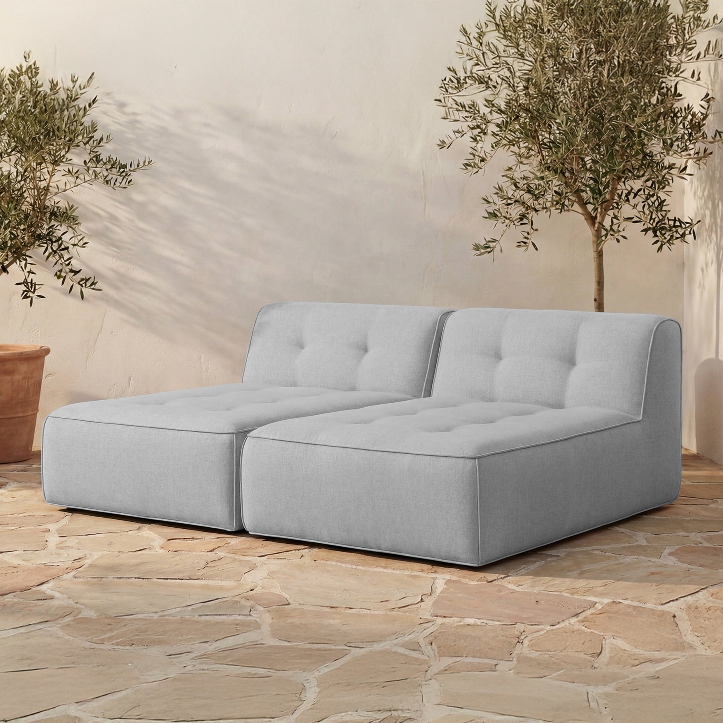 Sunseeker 2 Piece Outdoor Sun Lounger Light by Moe's Home