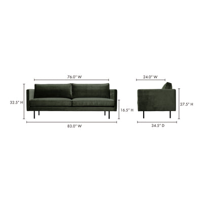 Raphael Sofa Dark Green by Moe's Home