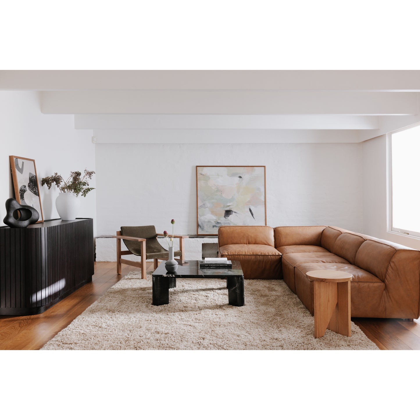Form Slipper Chair Sonoran Tan Leather by Moe's Home