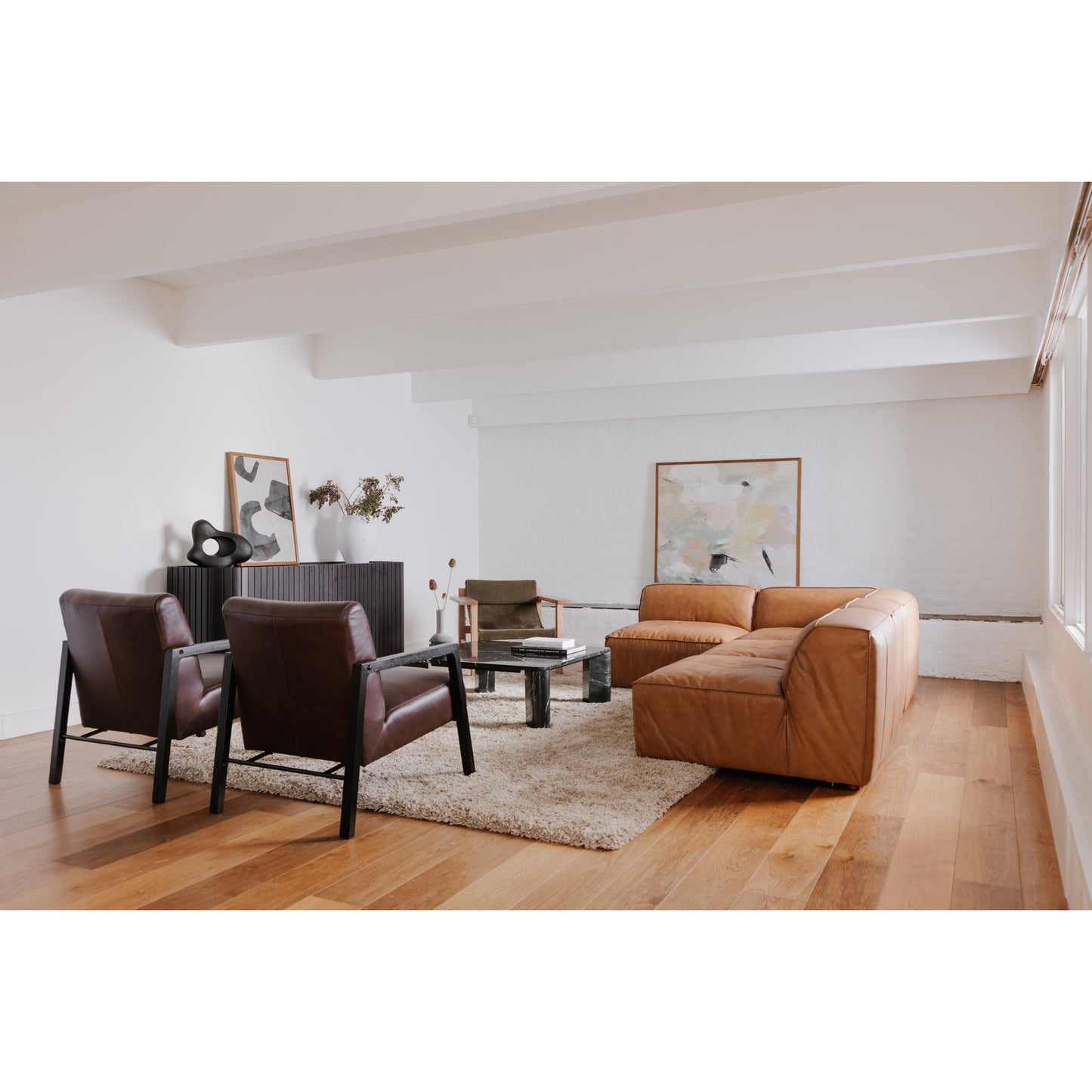 Form Slipper Chair Sonoran Tan Leather by Moe's Home