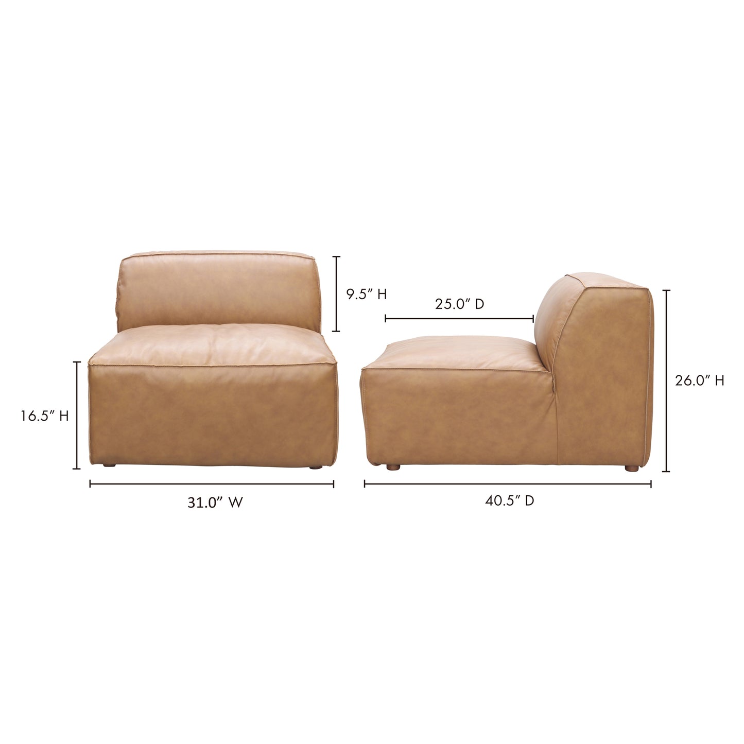 Form Slipper Chair Sonoran Tan Leather by Moe's Home