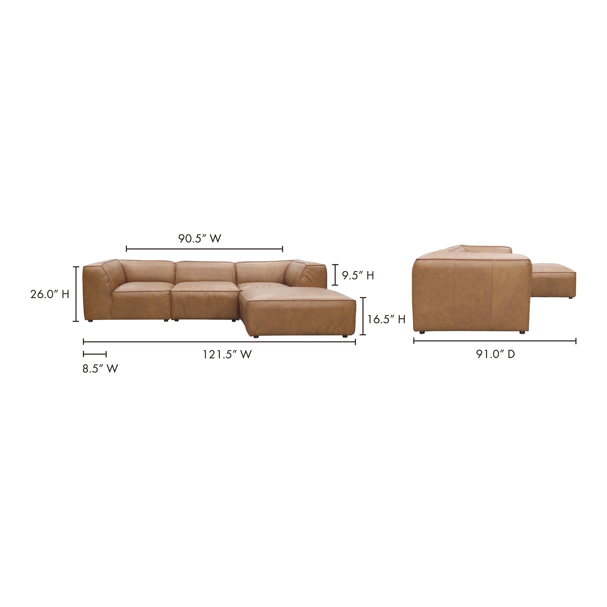 Form Lounge Modular Sectional Sonoran Tan Leather