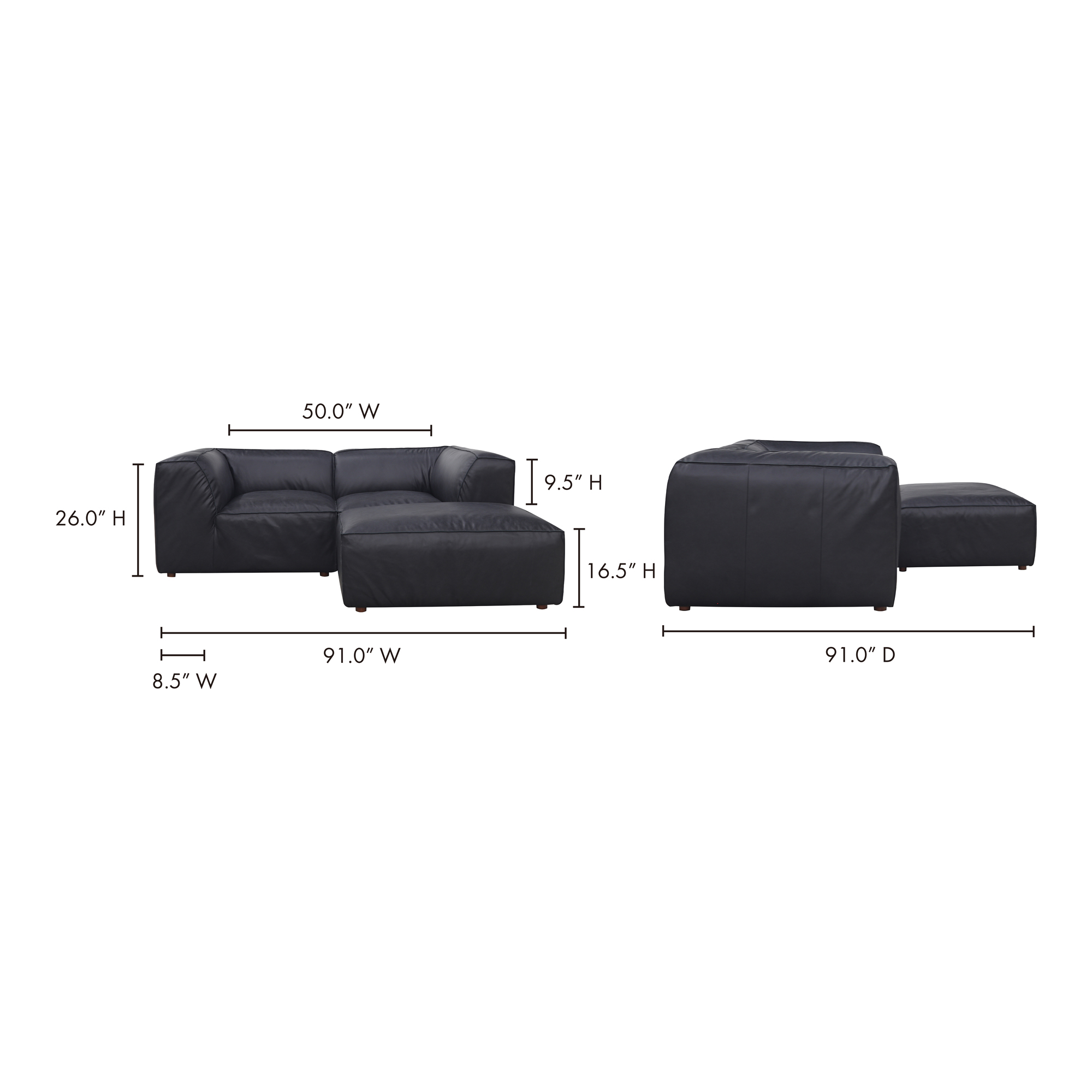 Form Nook Modular Sectional Vantage Black Leather
