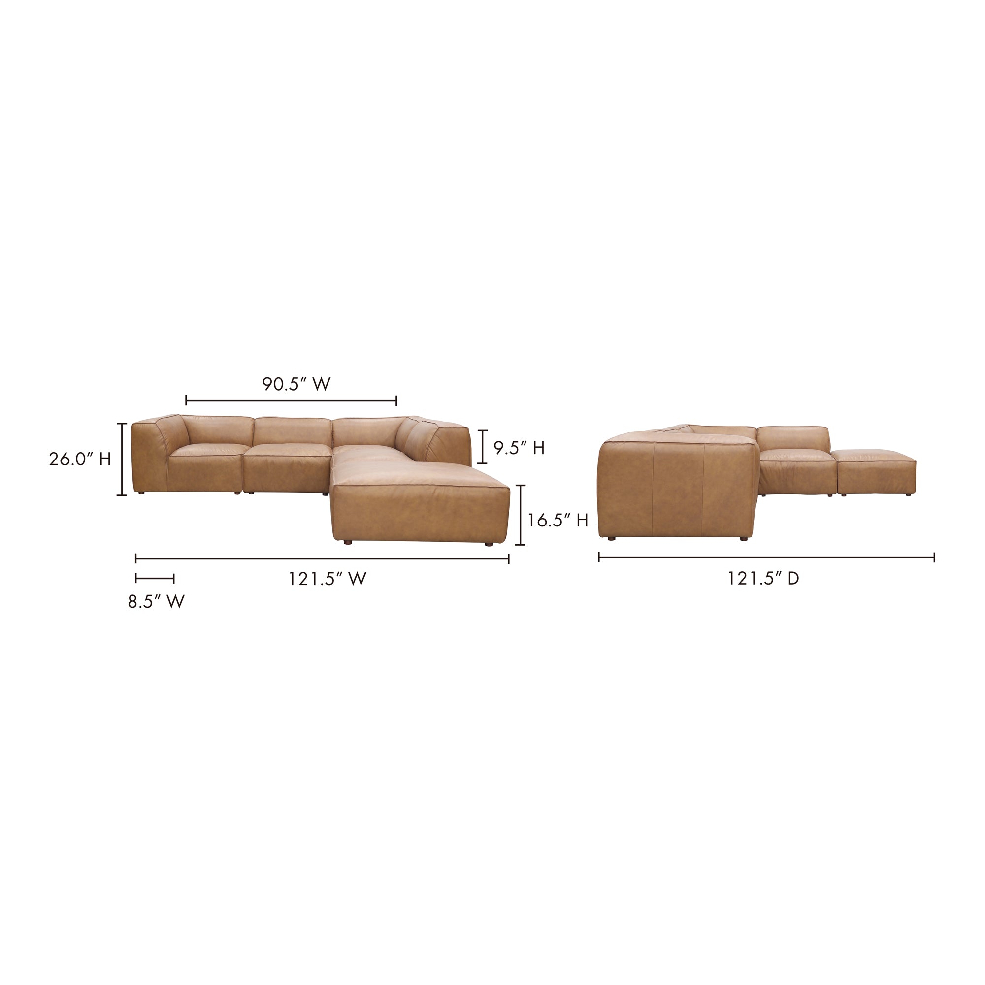 Form Dream Modular Sectional Sonoran Tan Leather