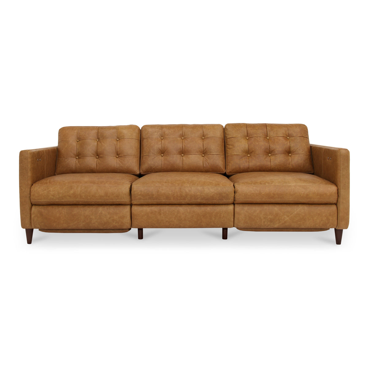 Bridgers Power Recliner Sofa Tan Leather by Moe's Home