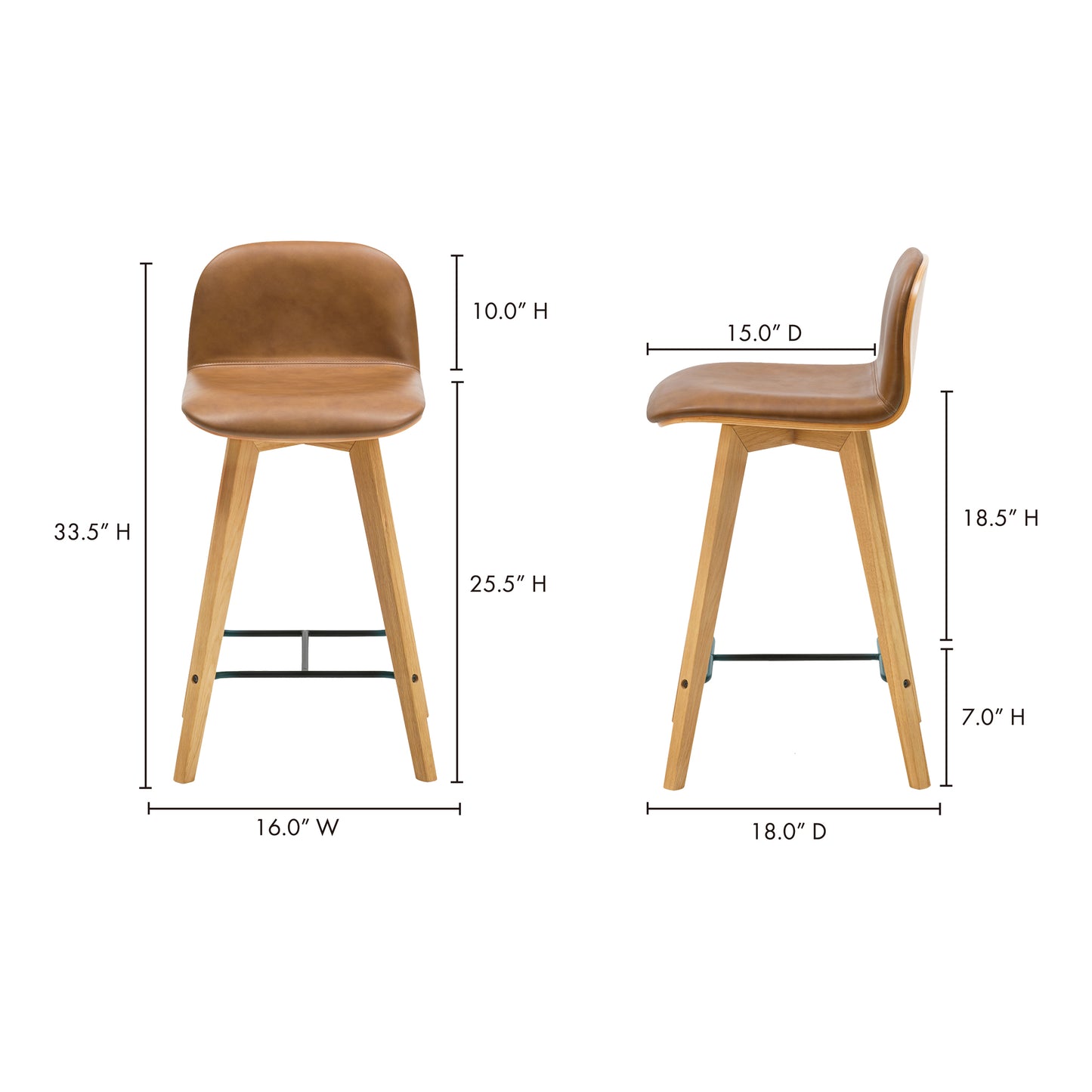 Napoli Leather Counter Stool by Moe's Home