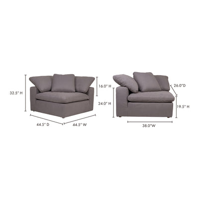 Clay Corner Chair Light Grey by Moe's Home