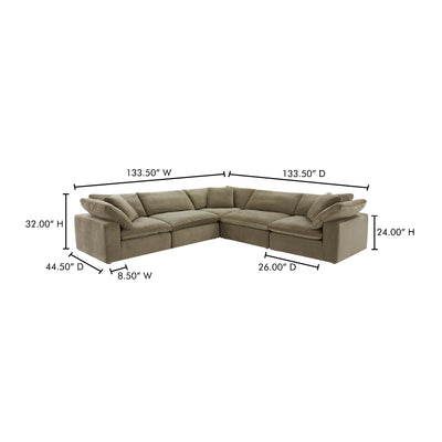 Clay Classic L-Shaped Modular Sectional Desert Sage by Moe's Home