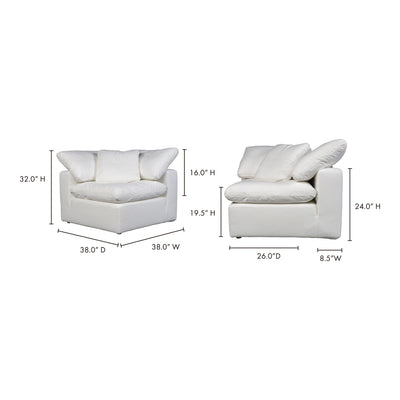 Terra Condo Corner Chair Cream White by Moe's Home