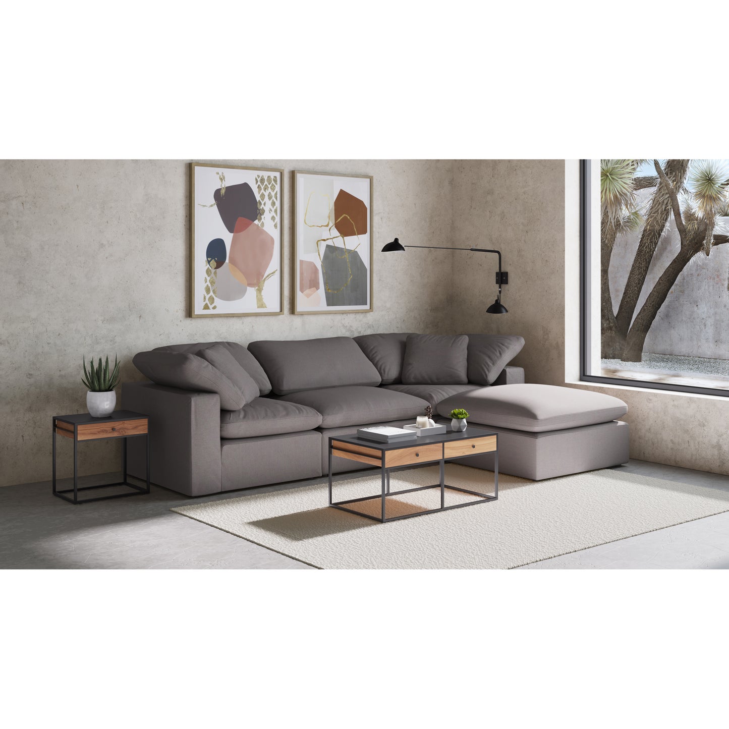 Terra Condo Corner Chair Light Grey by Moe's Home