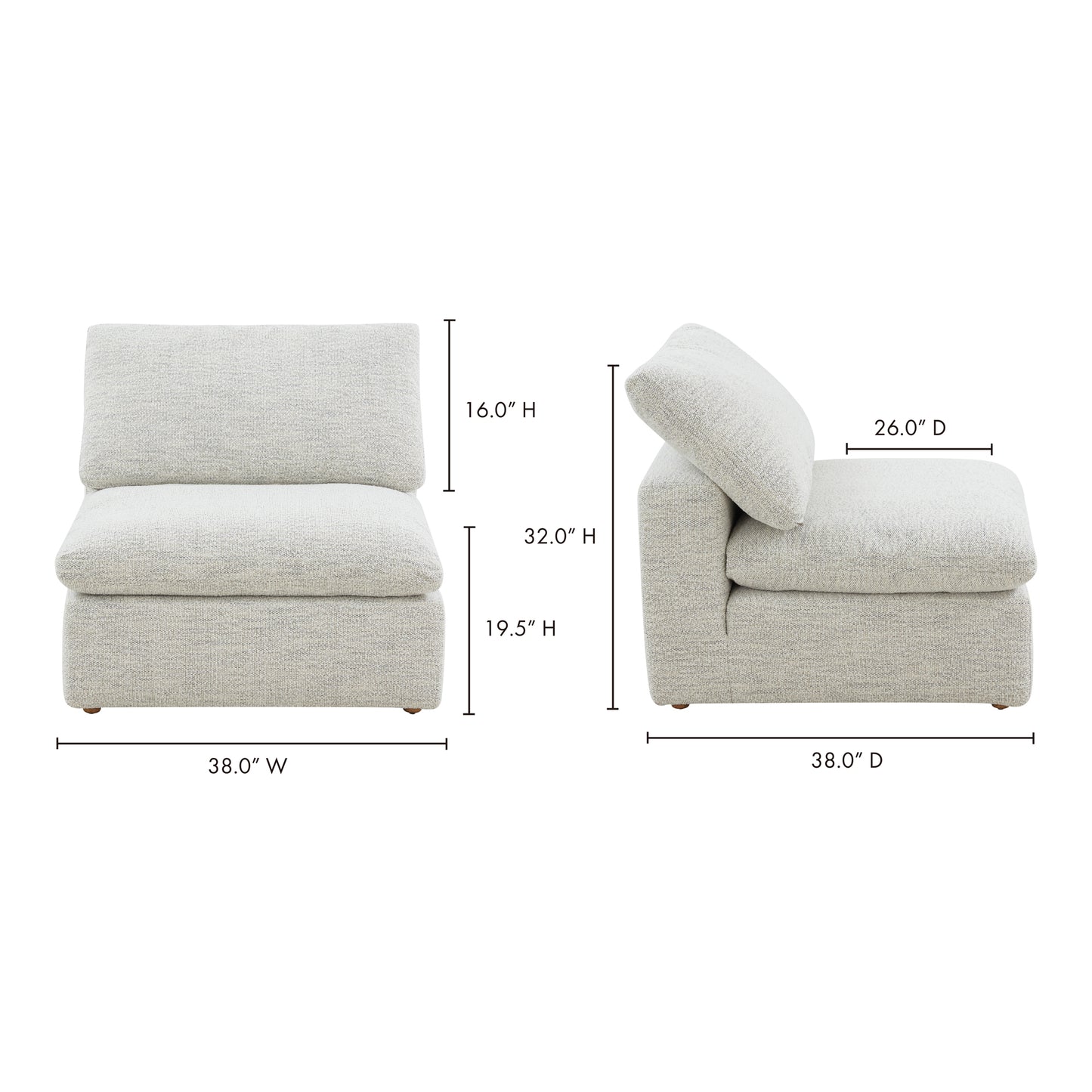 Terra Condo Slipper Chair Coastside Sand by Moe's Home