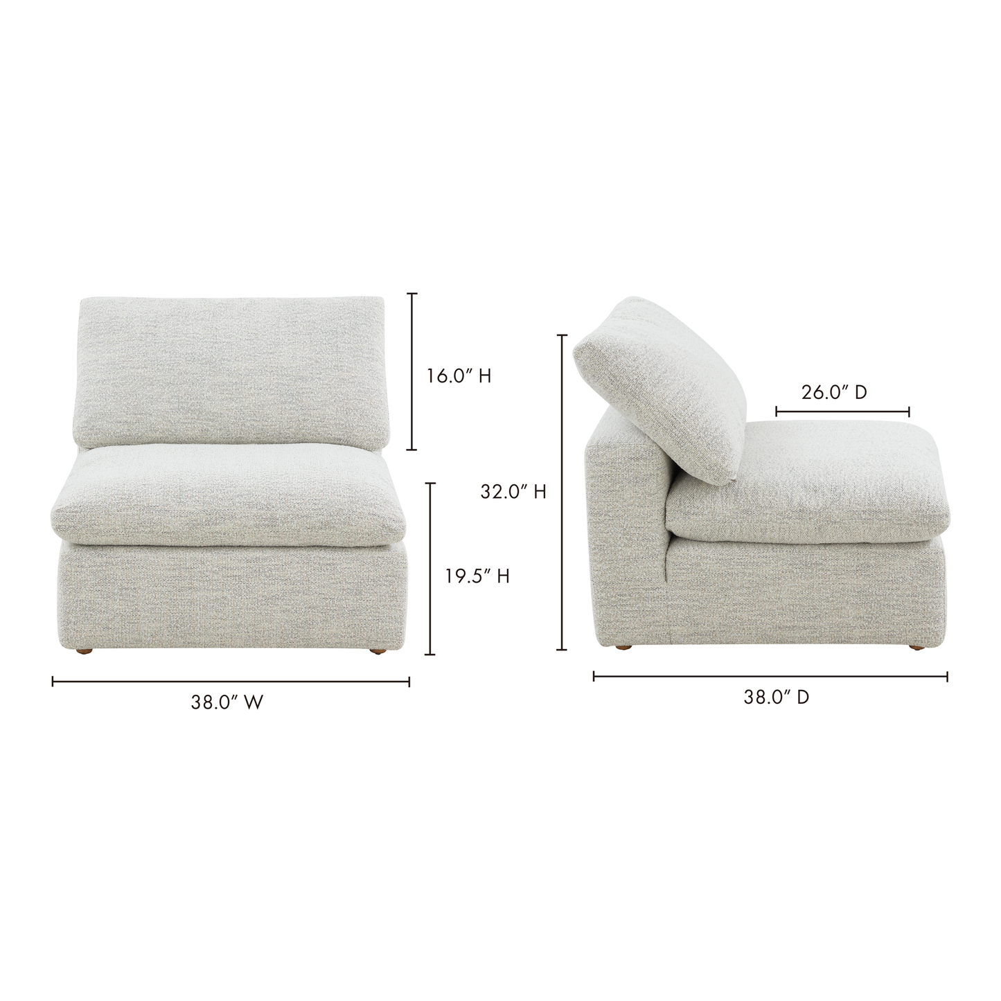 Terra Condo Slipper Chair Coastside Sand by Moe's Home