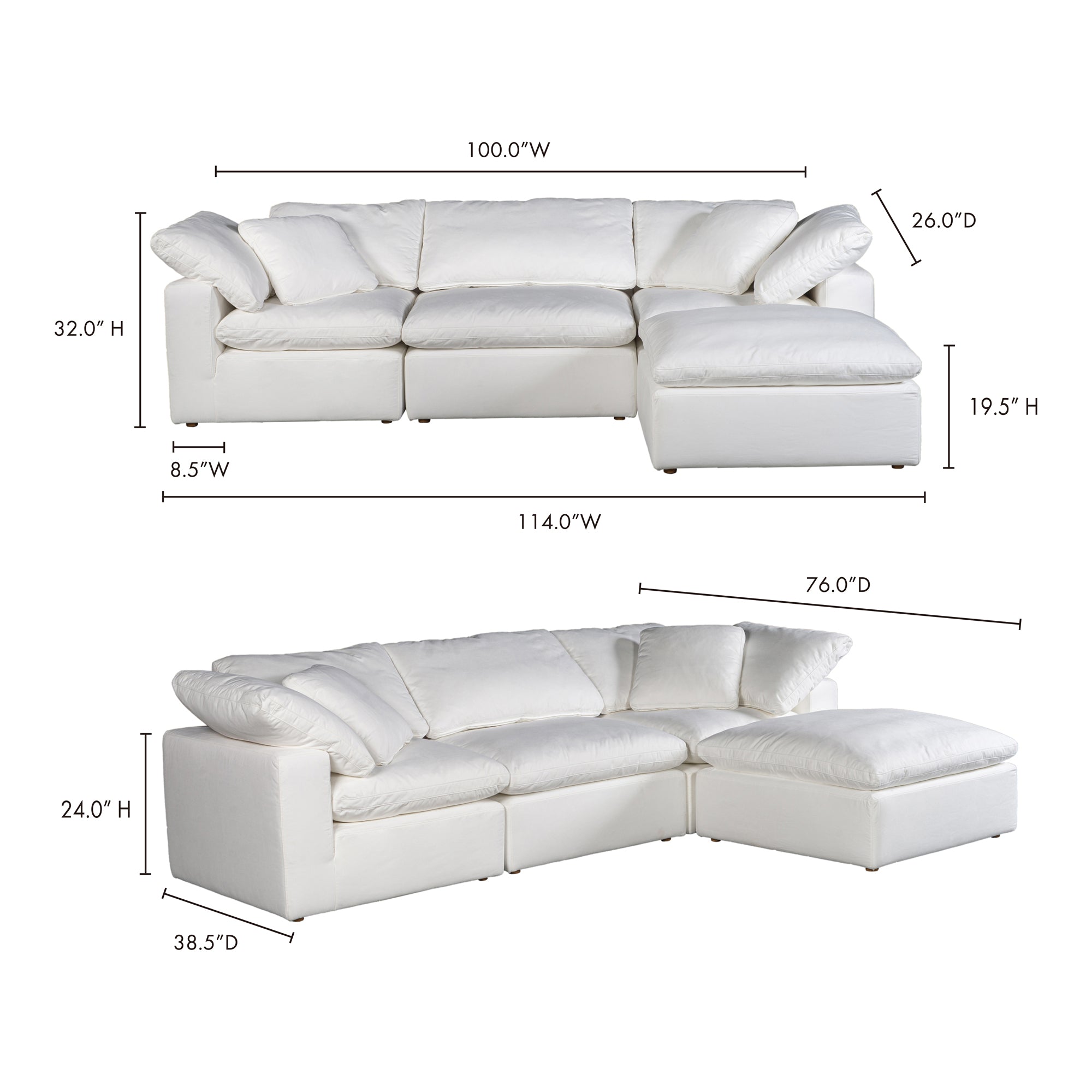 Terra Condo Lounge Modular Sectional Cream White