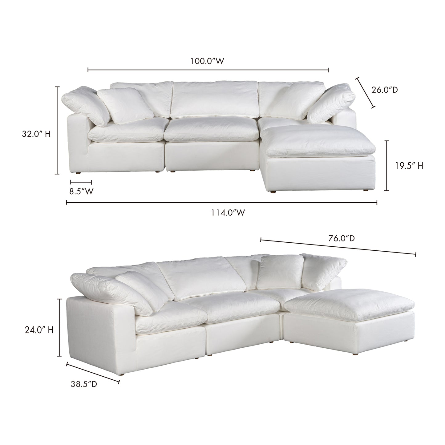 Terra Condo Lounge Modular Sectional Cream White by Moe's Home