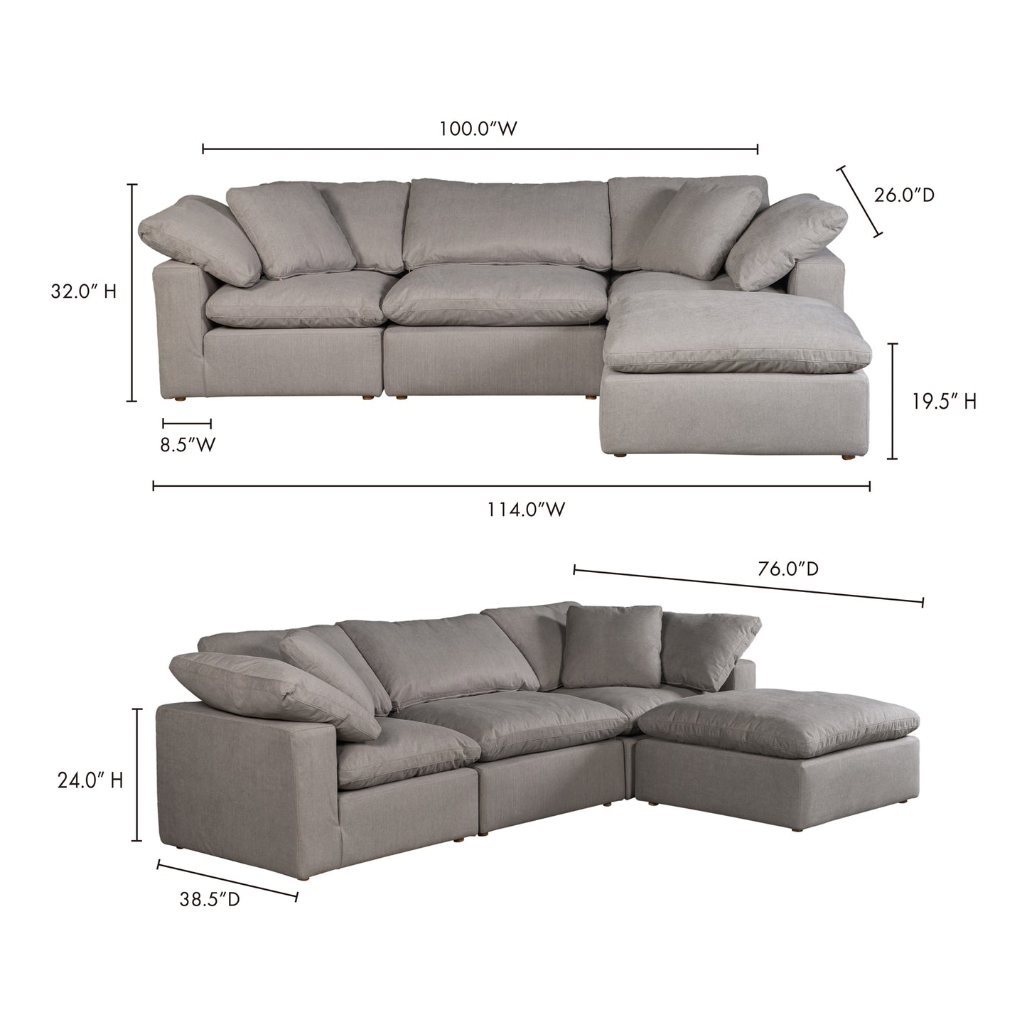 Terra Condo Lounge Modular Sectional Light Grey by Moe's Home