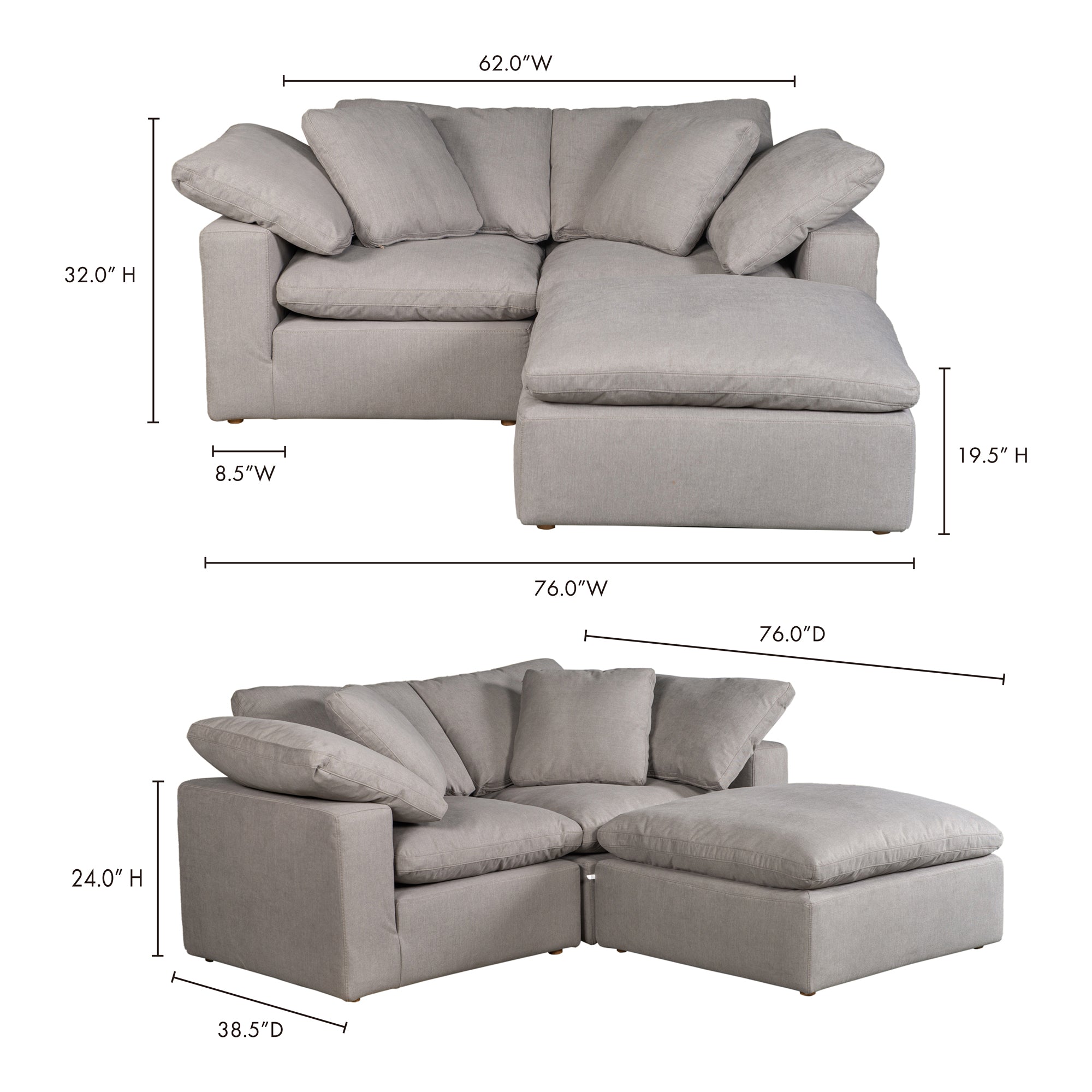 Terra Condo Nook Modular Sectional Light Grey