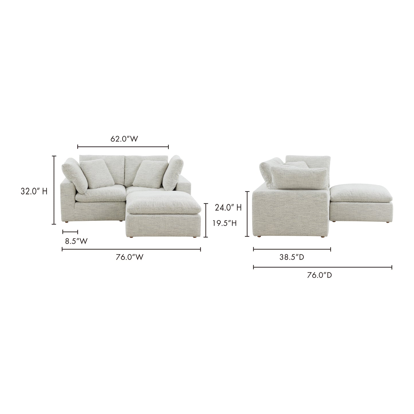 Terra Condo Nook Modular Sectional Coastside Sand by Moe's Home