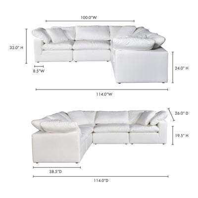Terra Condo Classic L-Shaped Modular Sectional Cream White by Moe's Home