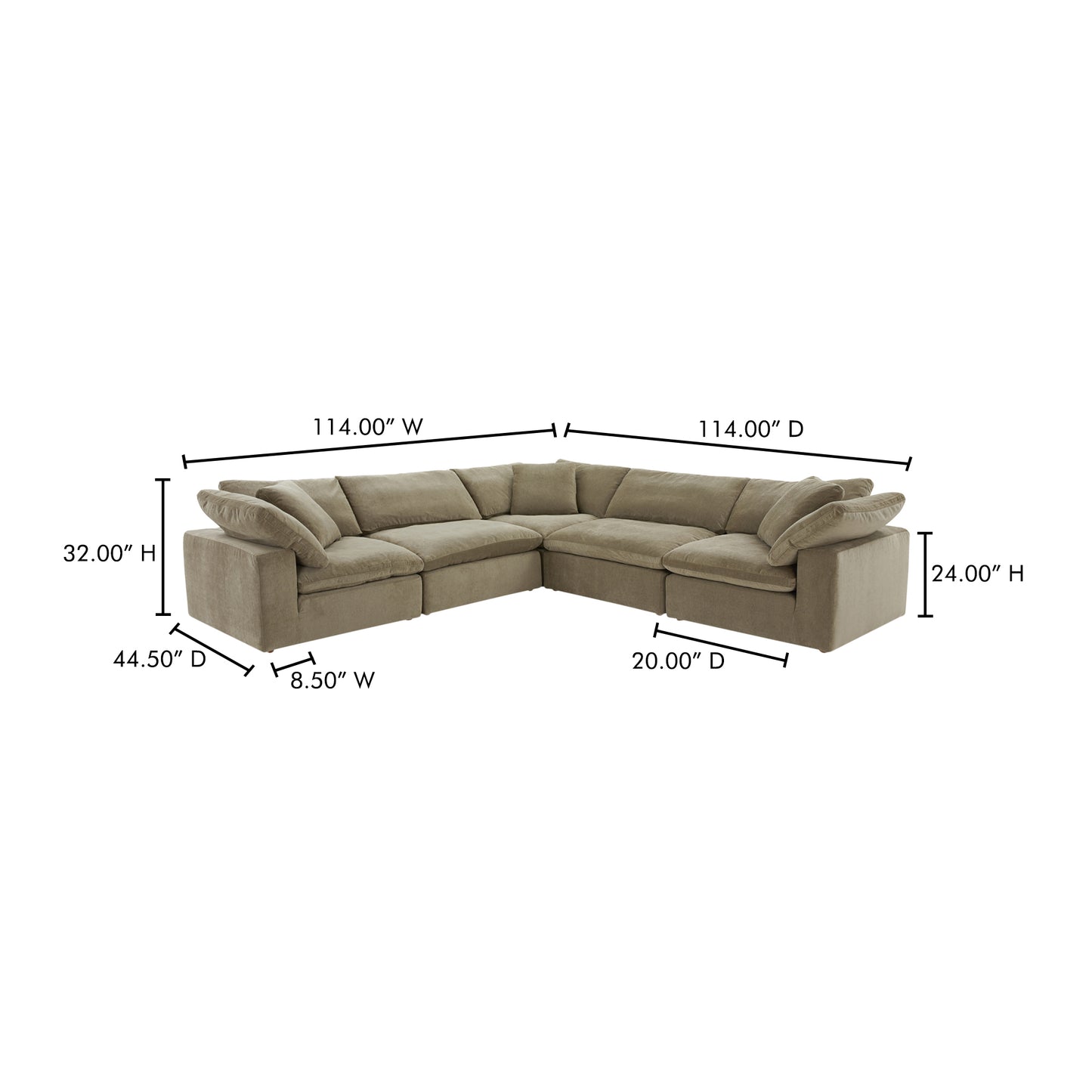 Terra Classic L-Shaped Modular Sectional Desert Sage by Moe's Home