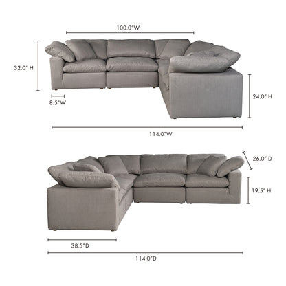 Terra Condo Classic L-Shaped Modular Sectional Light Grey