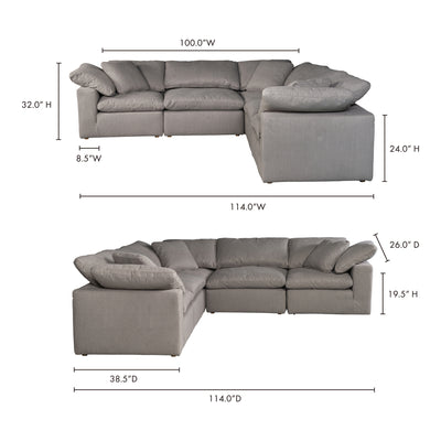 Terra Condo Classic L-Shaped Modular Sectional Light Grey by Moe's Home