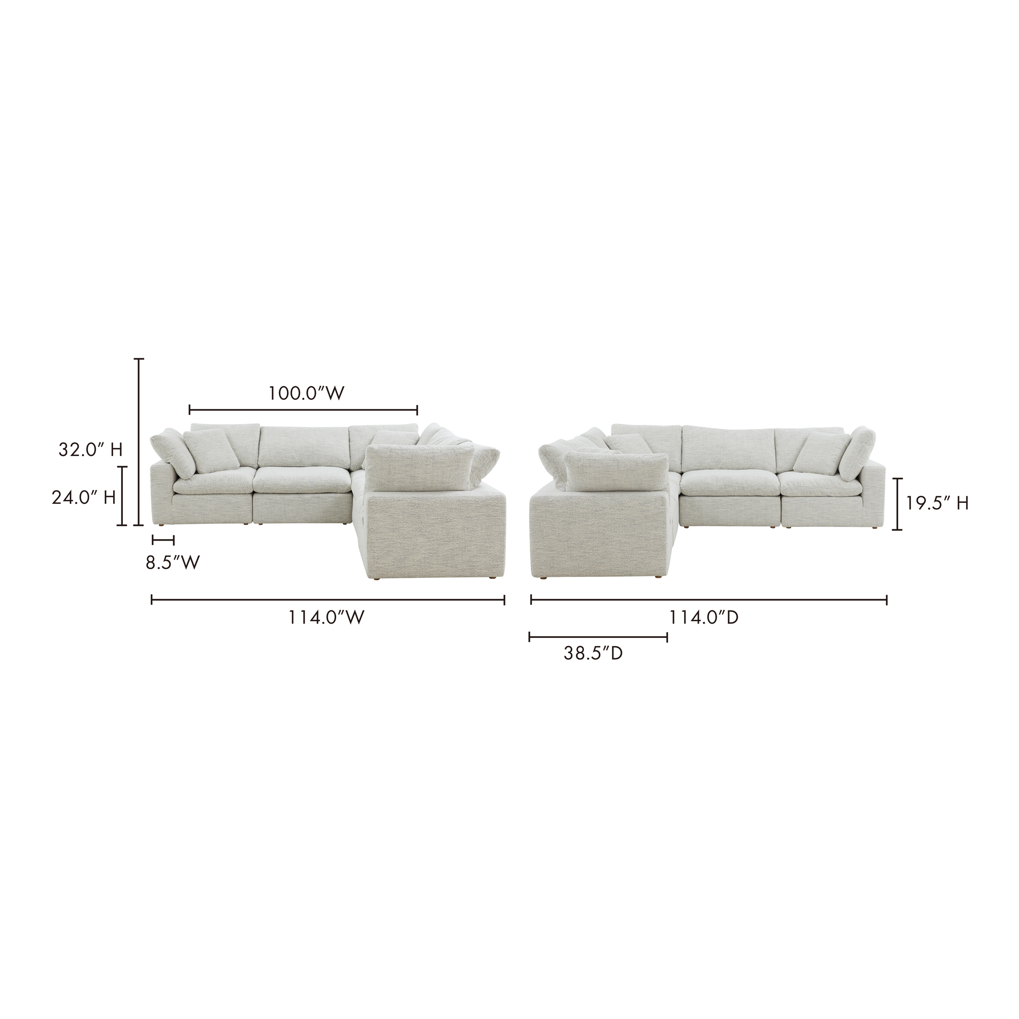 Terra Condo Classic L-Shaped Modular Sectional Coastside Sand