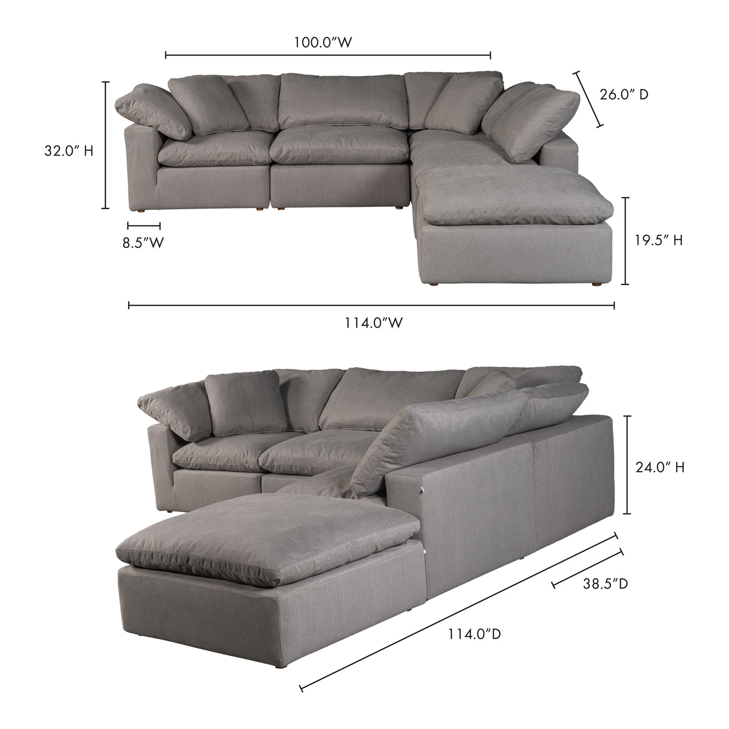 Terra Condo Dream Modular Sectional Light Grey by Moe's Home