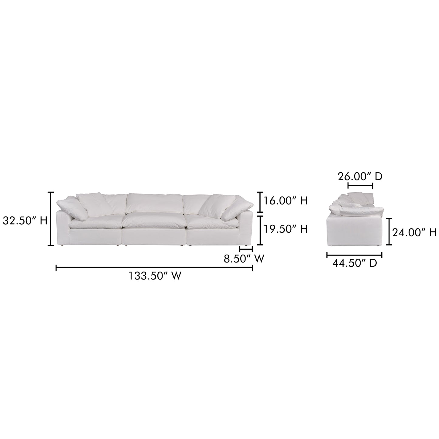 Clay Modular Sofa Cream Cream White by Moe's Home