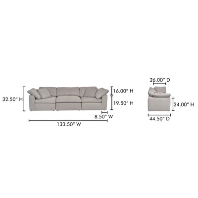 Clay Modular Sofa Light Grey by Moe's Home