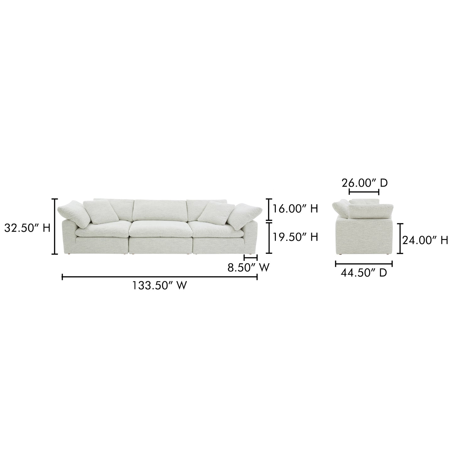 Clay Modular Sofa Coastside Sand by Moe's Home