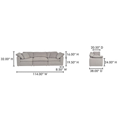 Terra Modular Sofa Light Grey by Moe's Home