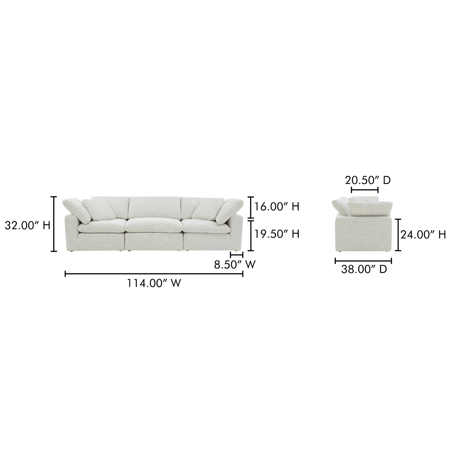Terra Modular Sofa Coastside Sand by Moe's Home