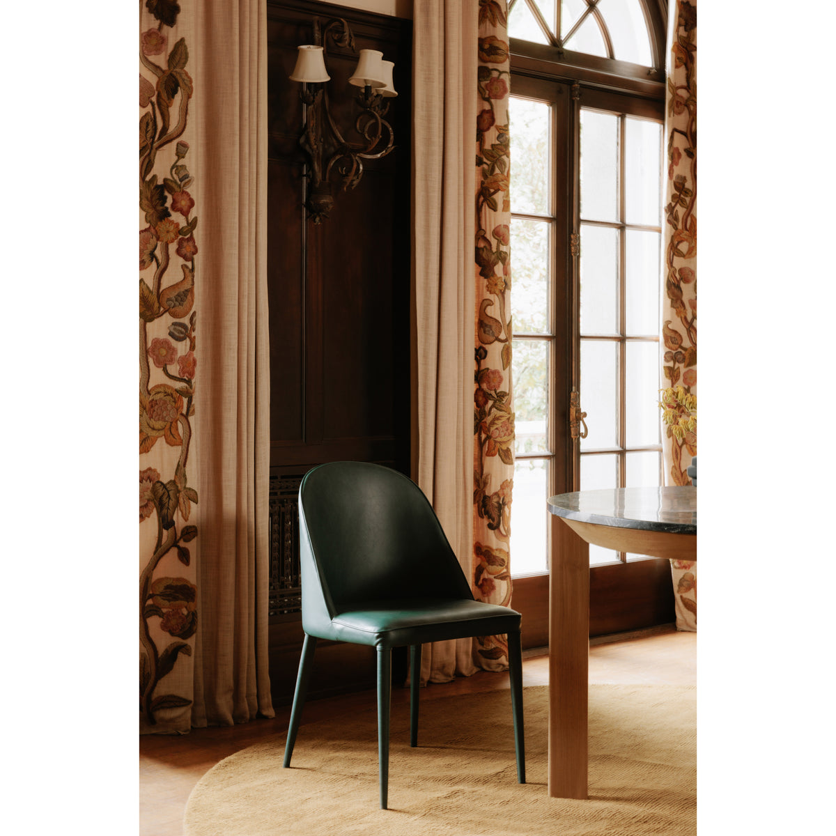 Burton Dining Chair Dark Teal Vegan Leather - Set Of Two by Moe's Home